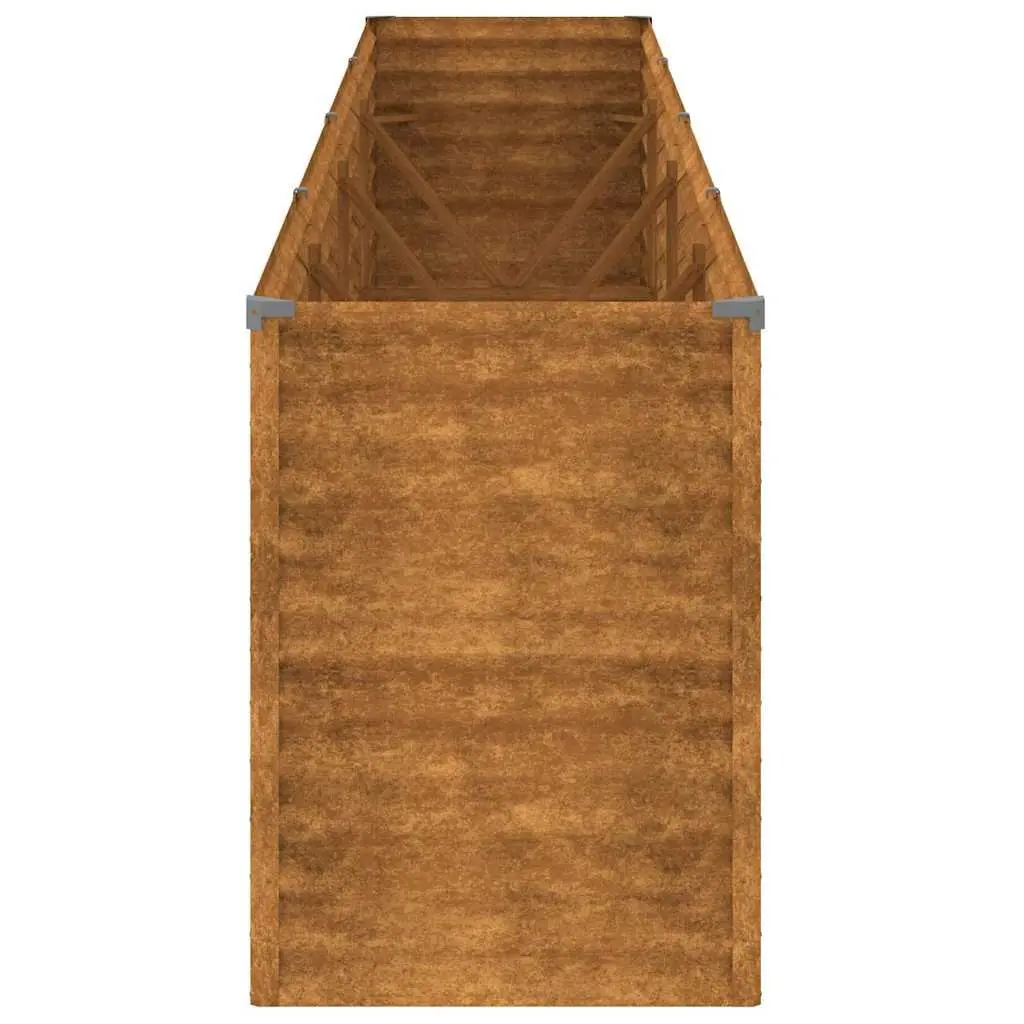 Garden Raised Bed Corten Steel 385x50x69 cm Brown Planter Box Outdoor
