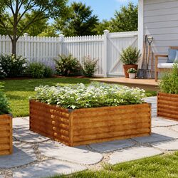 Functional Raised Bed Planter 100x100x36 cm in Corten Steel