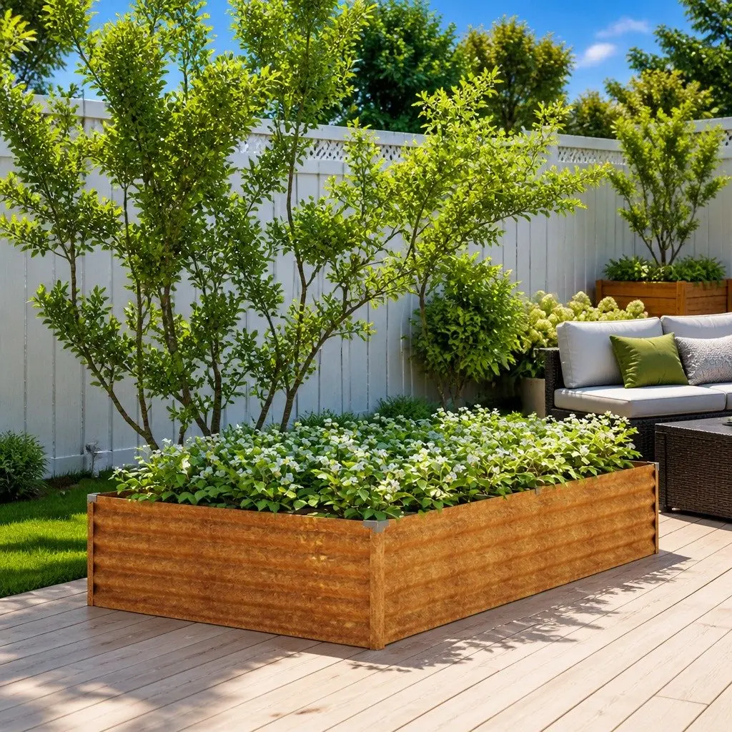 Garden Raised Bed Corten Steel Planter Box 195 x 100 x 36 cm Brown