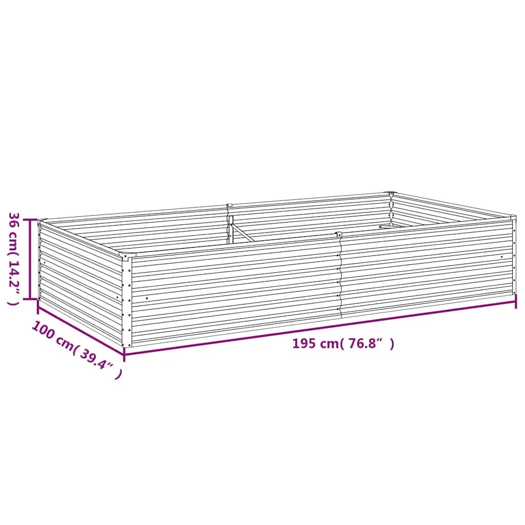 Garden Raised Bed Corten Steel Planter Box 195 x 100 x 36 cm Brown