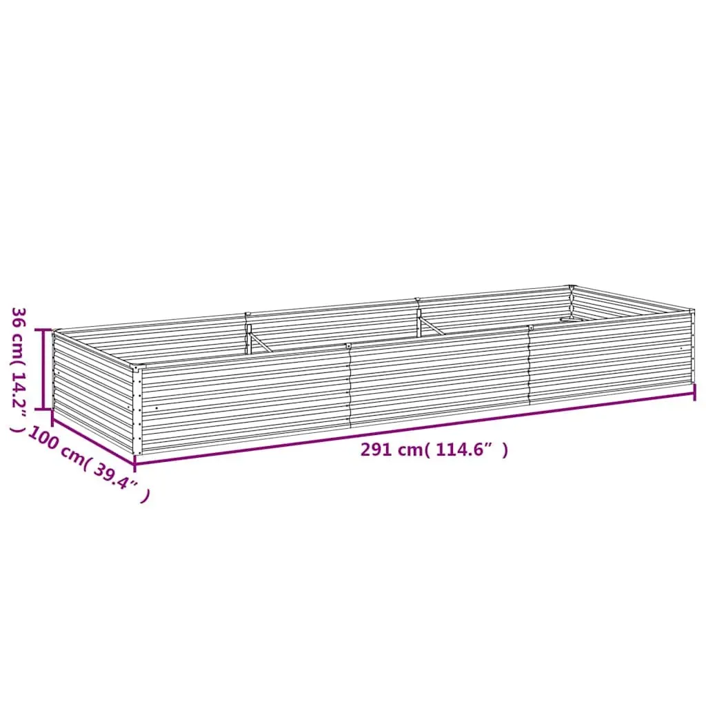 Garden Planter Box Corten Steel Raised Bed 291x100x36cm Brown Outdoor Patio Flower