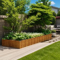Garden Raised Bed 387x100x36 cm Corten Steel Planter Outdoor Vegetable Flower