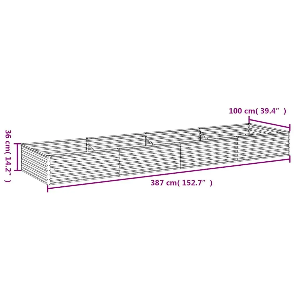 Corten Steel Garden Planter 387x100x36cm Raised Bed Outdoor Vegetable Flower Brown