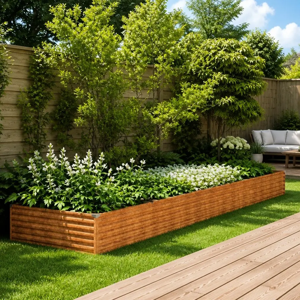 Raised Bed Planter Box Corten Steel Outdoor 482x100x36 cm Durable Vegetable Garden