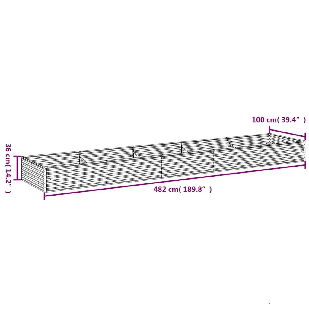 Raised Bed Planter Box Corten Steel Outdoor 482x100x36 cm Durable Vegetable Garden