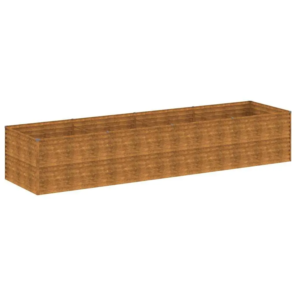 Garden Raised Bed Planter Corten Steel 386x100x69cm Brown Outdoor