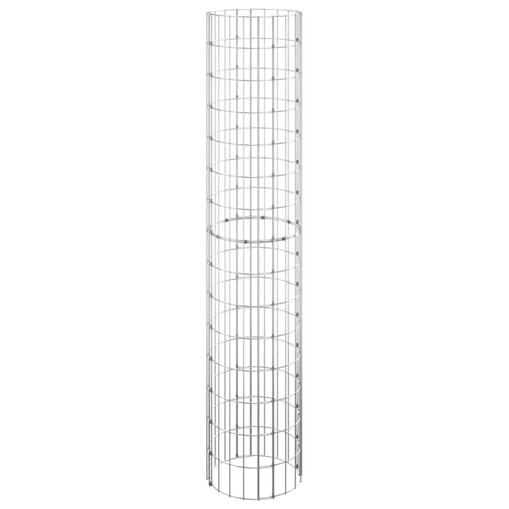 Gabion Pole Circular Silver Galvanised Steel 30cm Diameter 150cm Height for Garden Fence Border and Landscaping