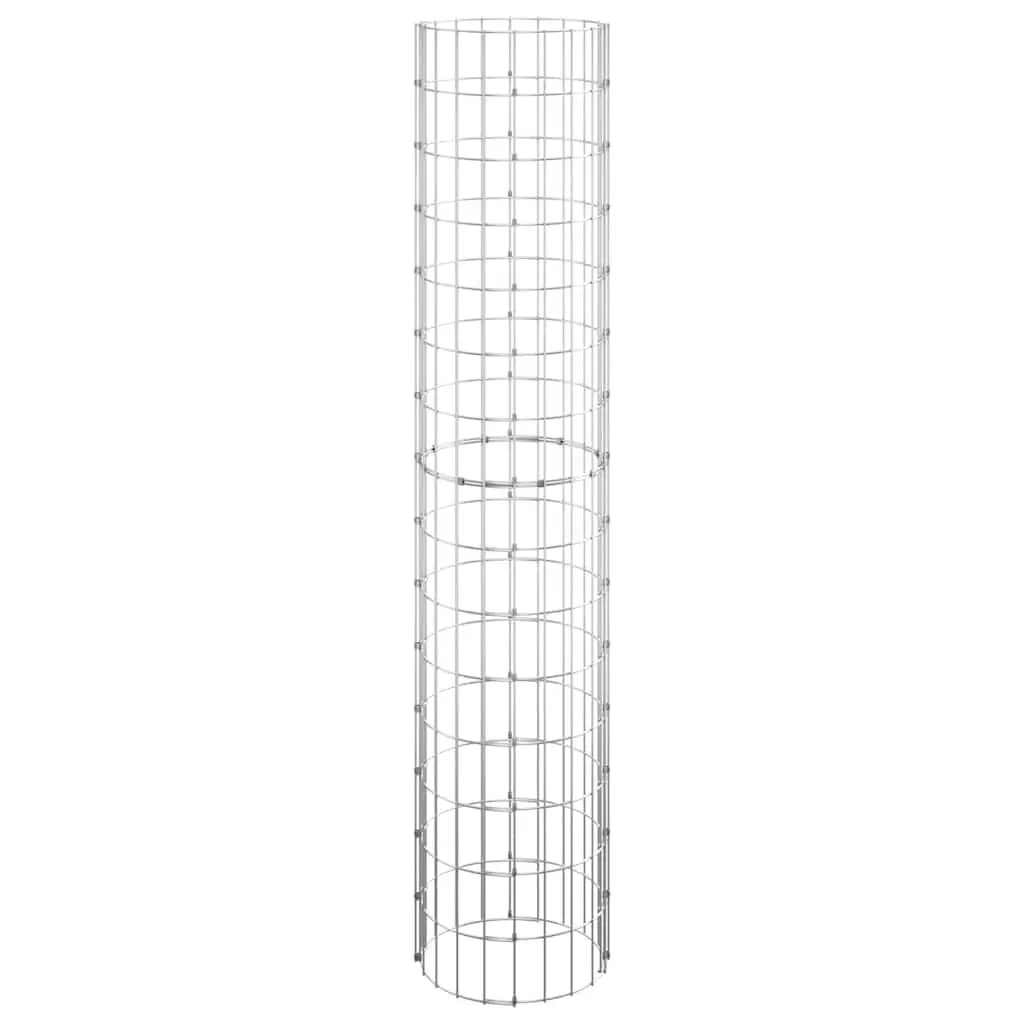 Gabion Pole Circular Silver Galvanised Steel 30cm Diameter 150cm Height for Garden Fence Border and Landscaping