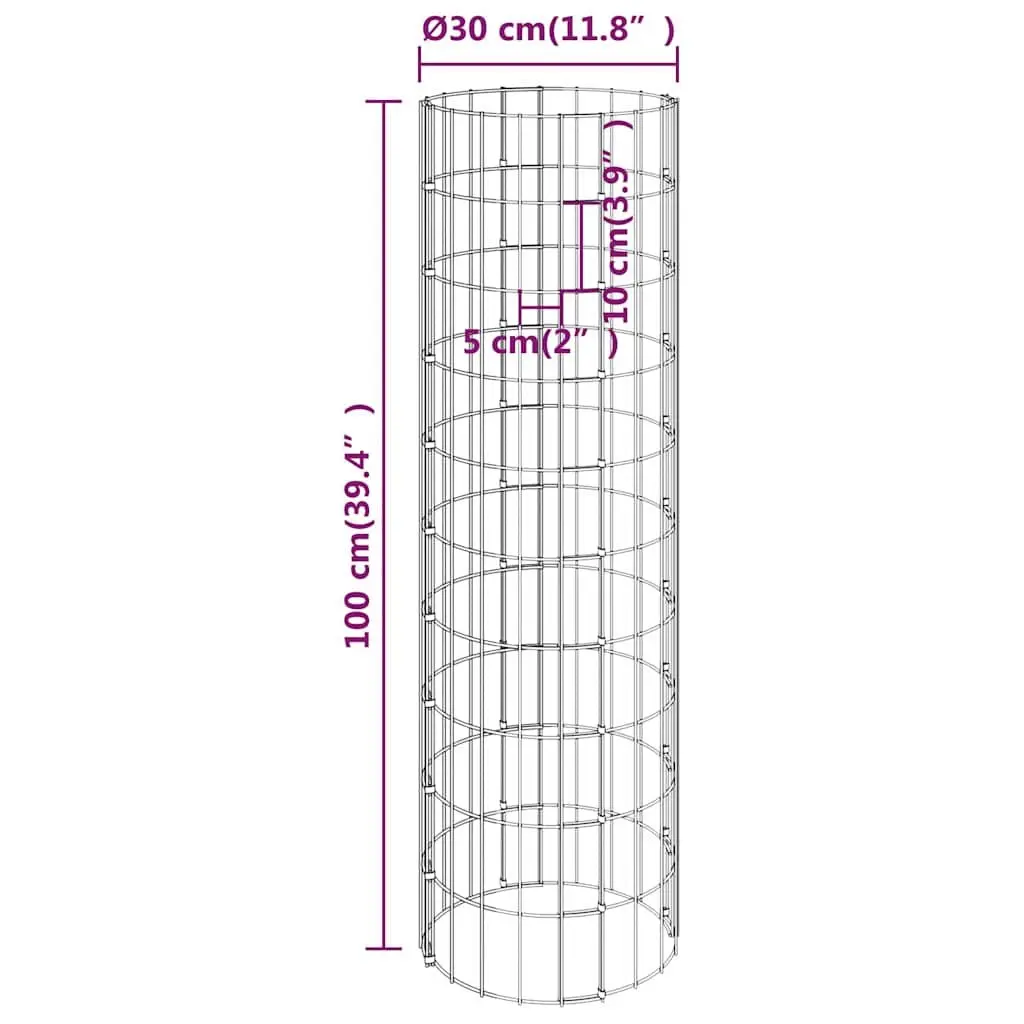Circular Gabion Raised Beds Galvanised Steel 30 cm Diameter Silver Set of 3