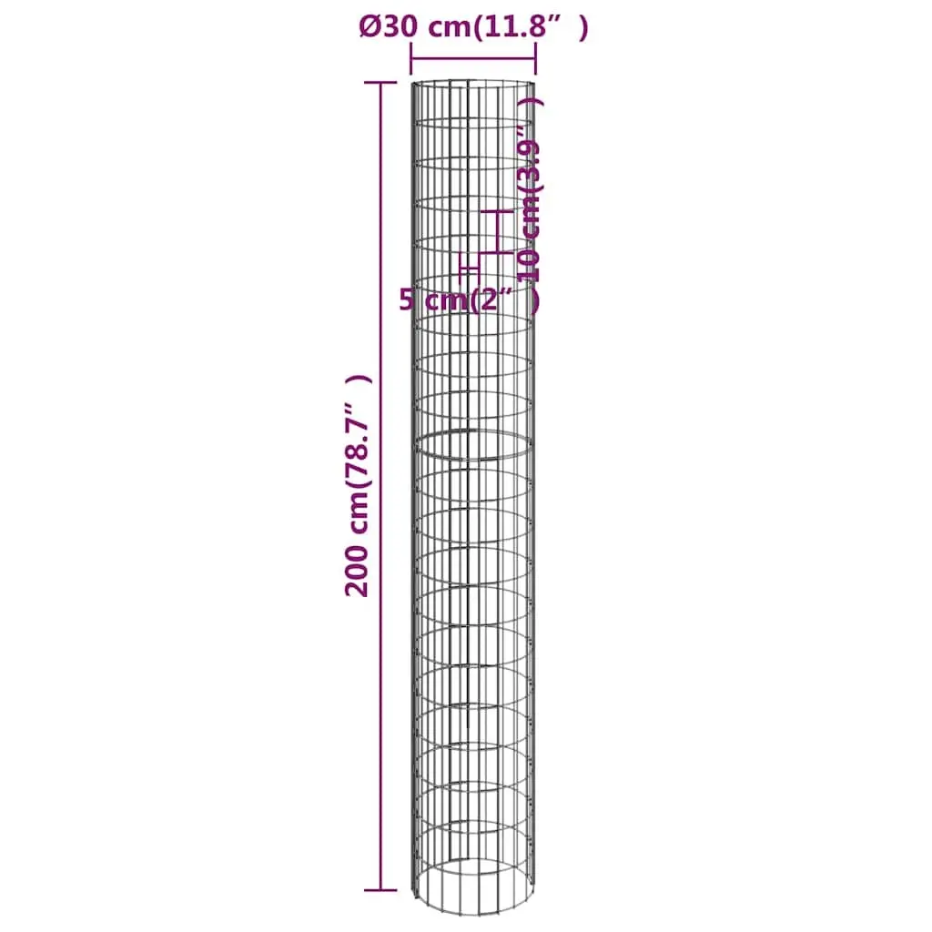 Gabion Raised Garden Beds Circular Silver Ø30cm 4 Pieces Galvanised Steel Weather Resistant Planter Border Set