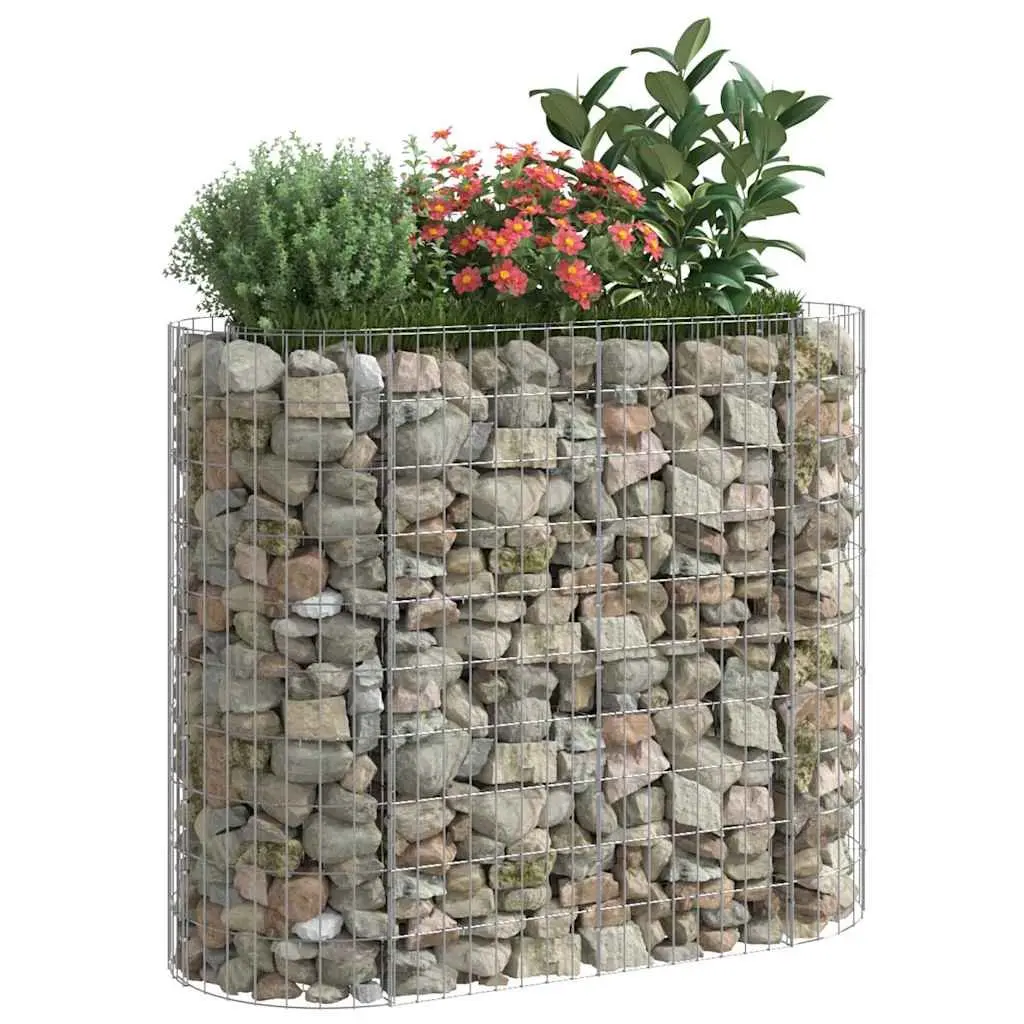 Gabion Planter Silver Galvanised Iron 120x50x100cm Durable Garden Border Flower Bed