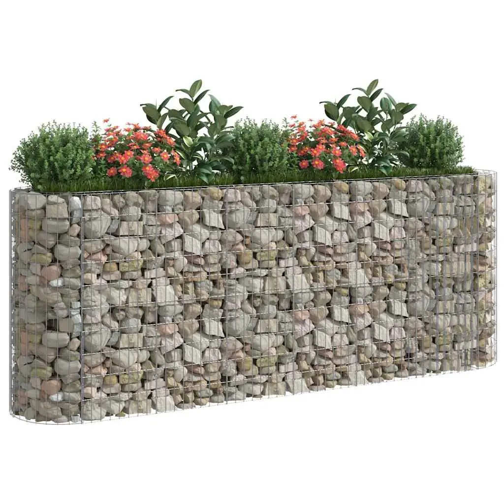 Gabion Raised Bed Galvanised Iron 260 x 50 x 100 cm Silver Garden Planter