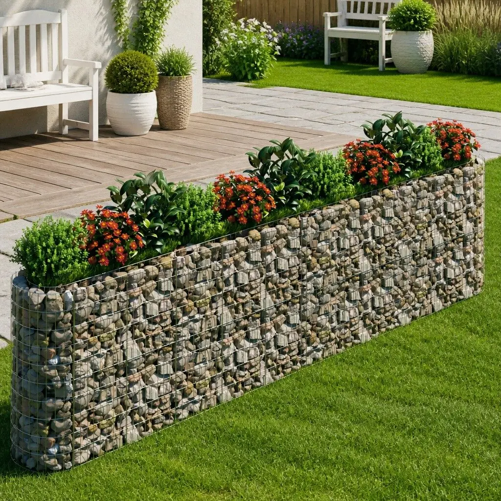 Raised Bed Garden Planter Border Galvanised Iron Sturdy 400x50x100 cm Silver