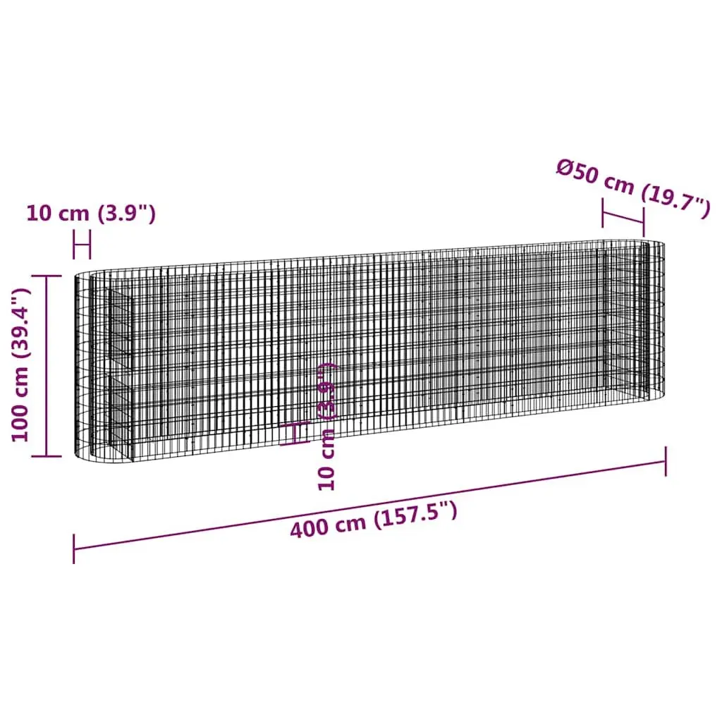 Raised Bed Garden Planter Border Galvanised Iron Sturdy 400x50x100 cm Silver