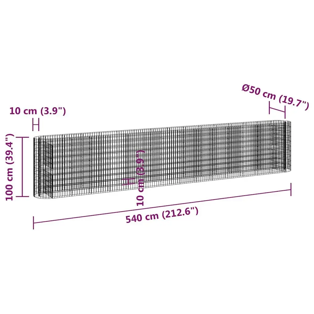Raised Bed Planter Galvanised Iron 540x50x100cm Silver Decorative Garden Border