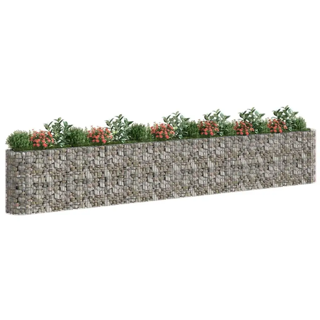 Gabion Raised Bed Galvanised Iron 610x50x100cm Silver Garden Planter Flower Border