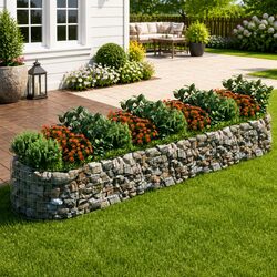 Practical Galvanised Iron Gabion Raised Bed for Garden Use 400x100x50cm