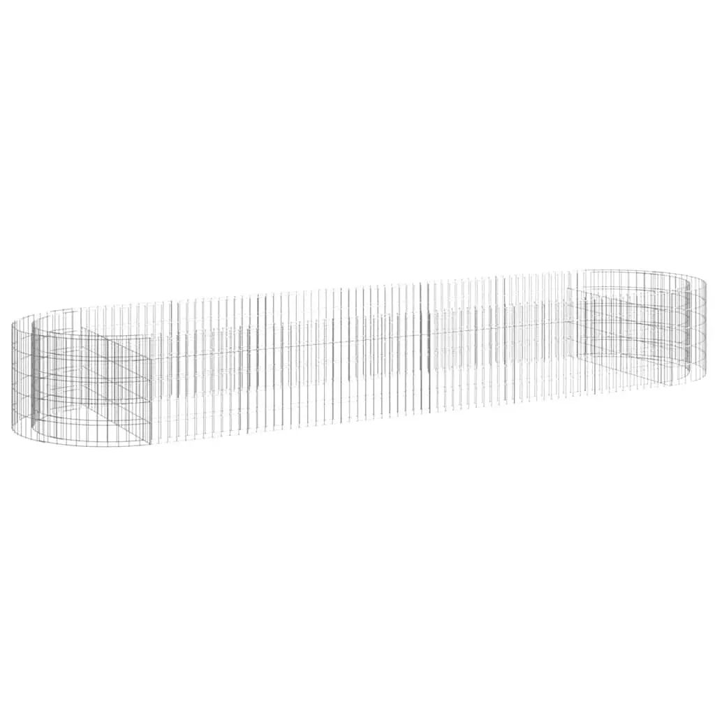 Garden Planter Gabion Raised Bed Silver Galvanised Iron 400x100x50cm