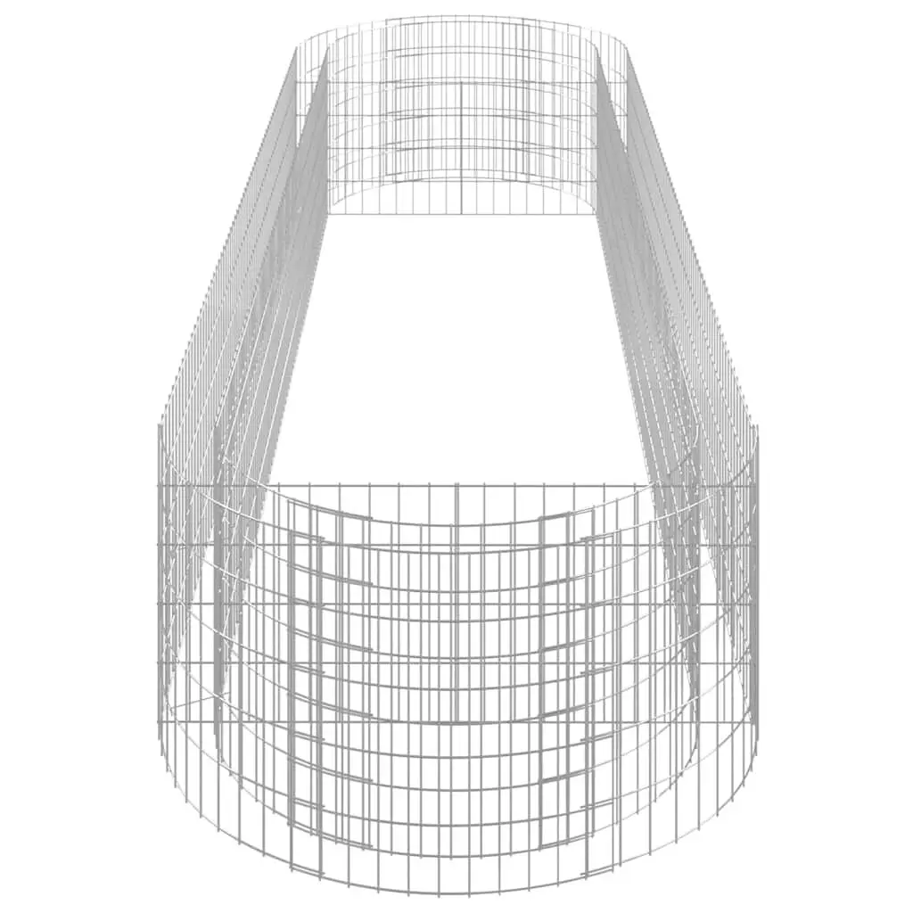 Garden Planter Gabion Raised Bed Silver Galvanised Iron 400x100x50cm