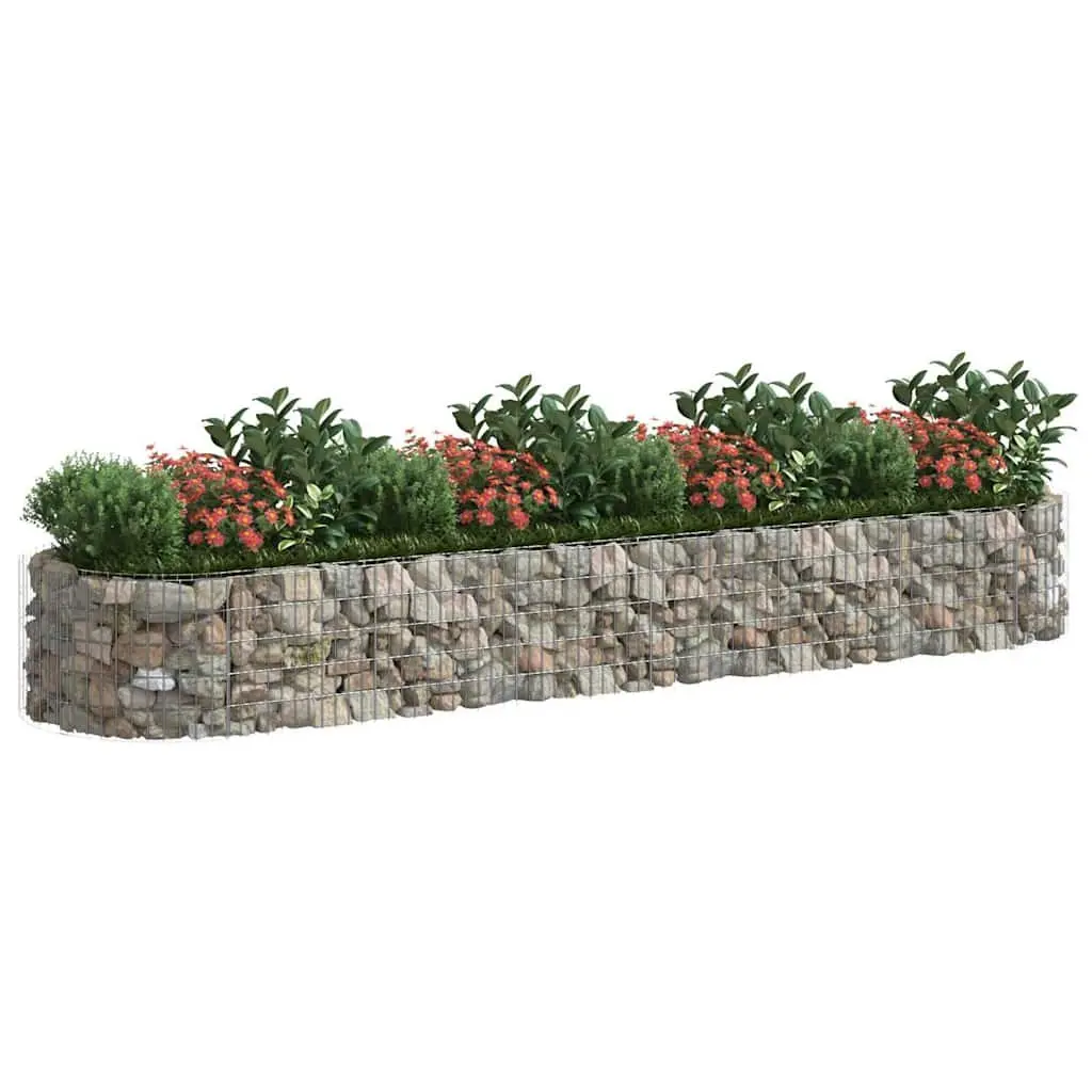 Garden Planter Gabion Raised Bed Silver Galvanised Iron 400x100x50cm