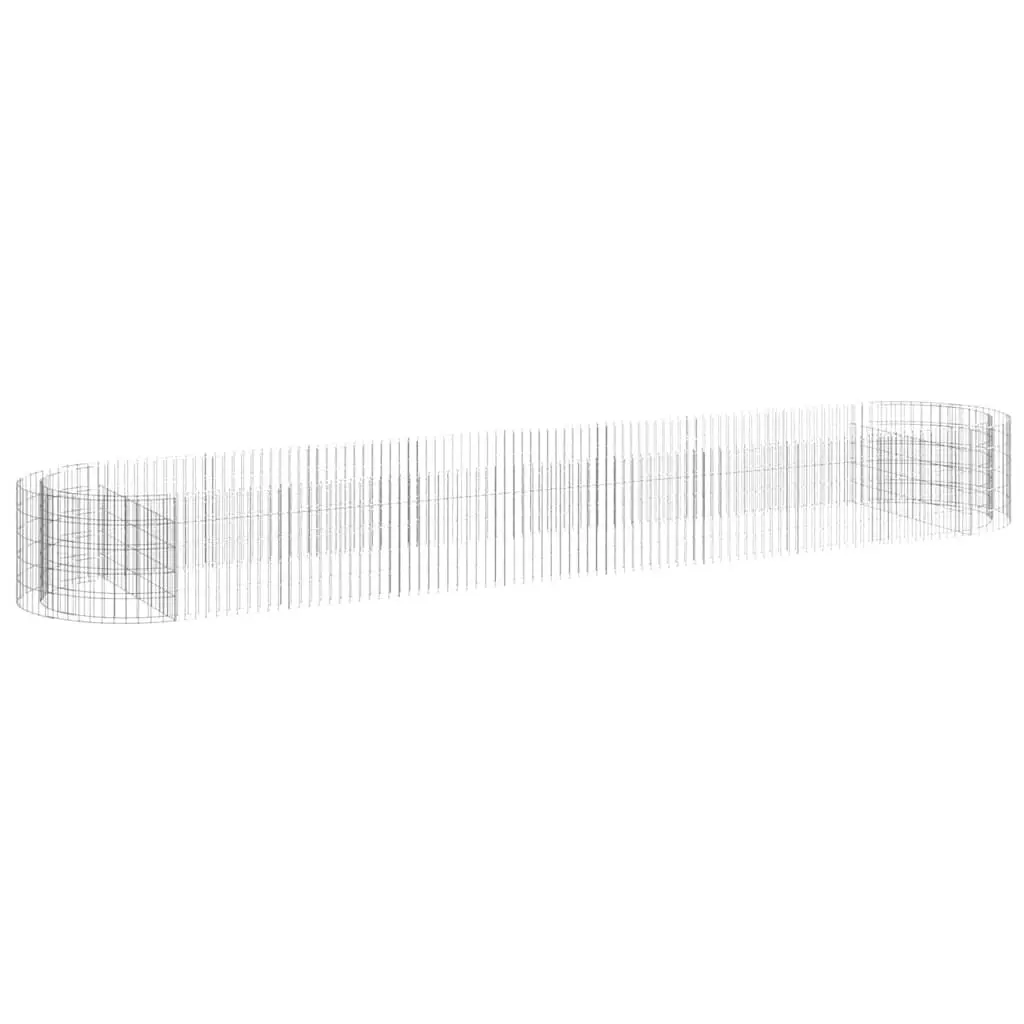 Galvanised Iron Gabion Planter Raised Bed 500x100x50cm Silver Durable Weather Resistant Garden Border for Flowers and Plants