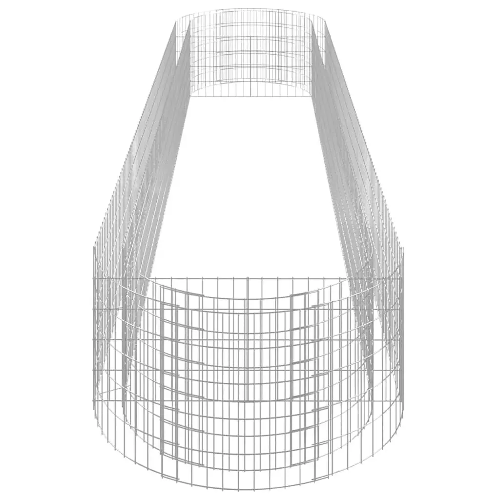Galvanised Iron Gabion Planter Raised Bed 500x100x50cm Silver Durable Weather Resistant Garden Border for Flowers and Plants