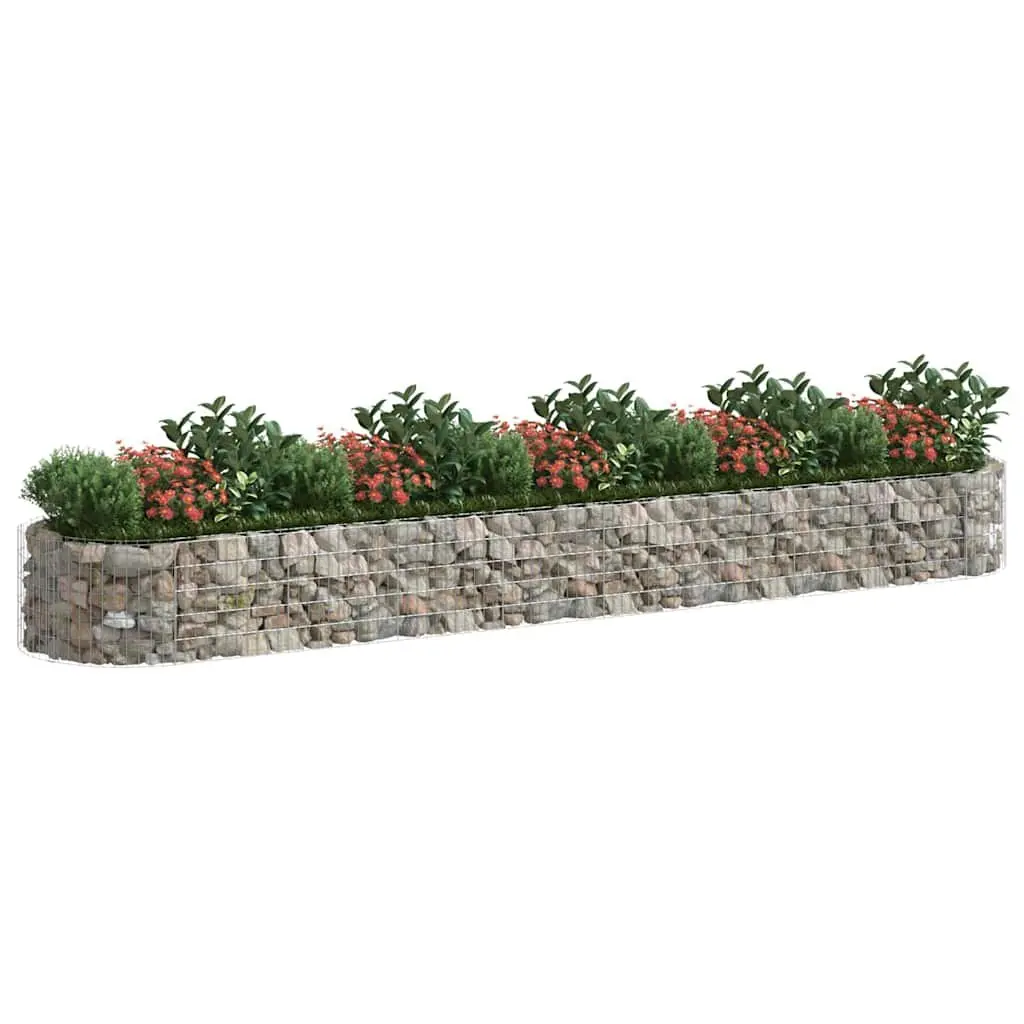 Galvanised Iron Gabion Planter Raised Bed 500x100x50cm Silver Durable Weather Resistant Garden Border for Flowers and Plants