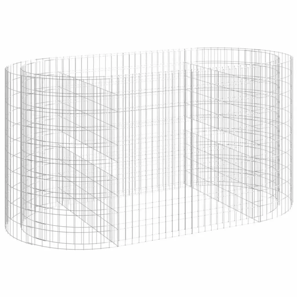 Galvanised Iron Gabion Garden Planter Flower Border 200x100x100cm Silver Durable Raised Bed for Outdoor Landscaping