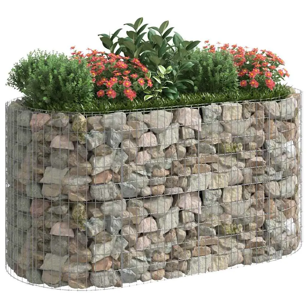 Galvanised Iron Gabion Garden Planter Flower Border 200x100x100cm Silver Durable Raised Bed for Outdoor Landscaping