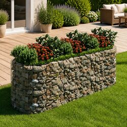 Galvanised Iron Gabion Raised Garden Bed Planter Border 300x100x100cm Silver