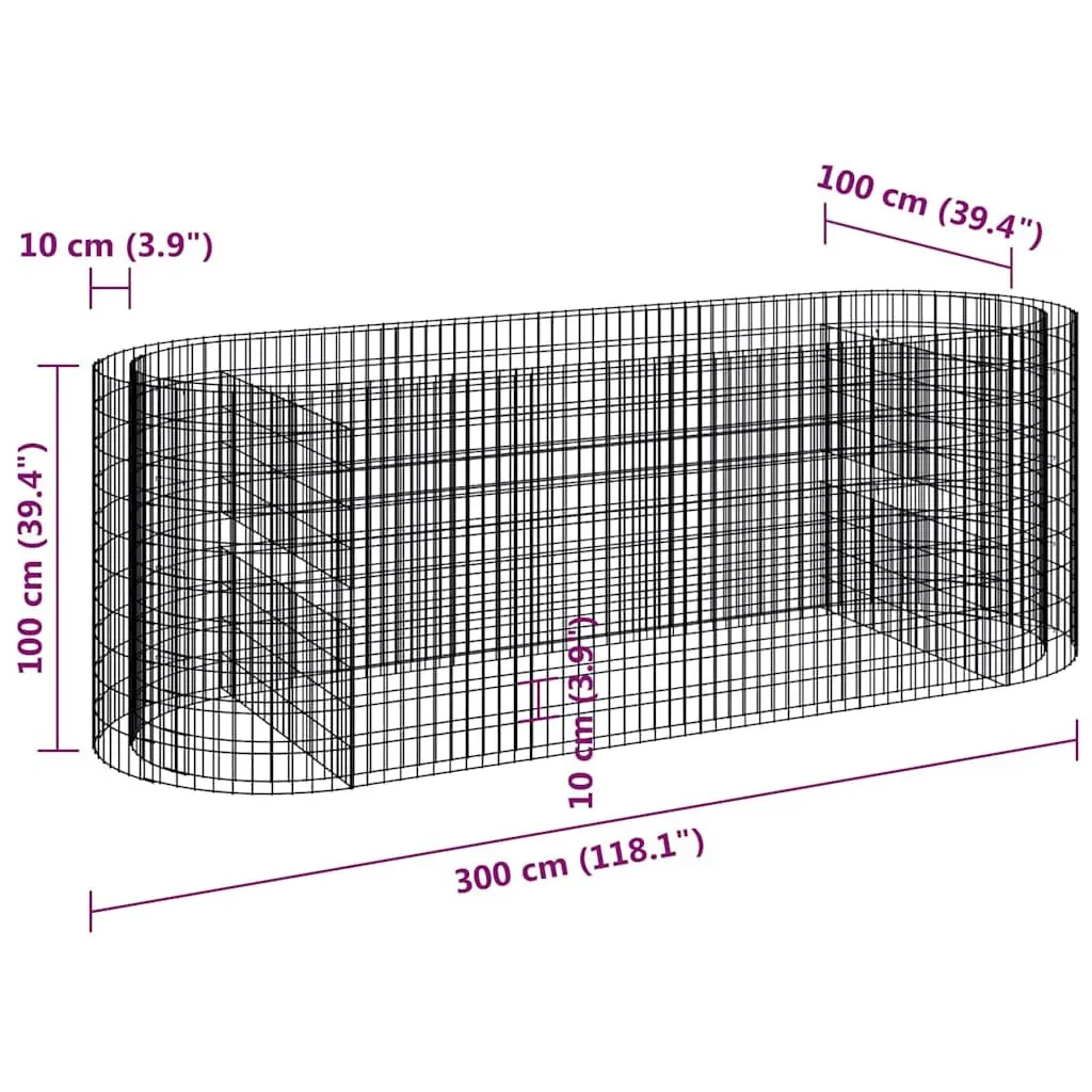 Raised Garden Bed Planter Border Silver Galvanised Iron 300x100x100cm Rustproof Weather Resistant Stable Structure