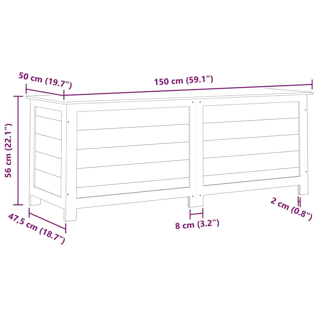 Outdoor Storage Box Solid Fir Wood 150 x 50 x 56 cm Anthracite Garden Cushion Pillow Blanket Patio Organizer