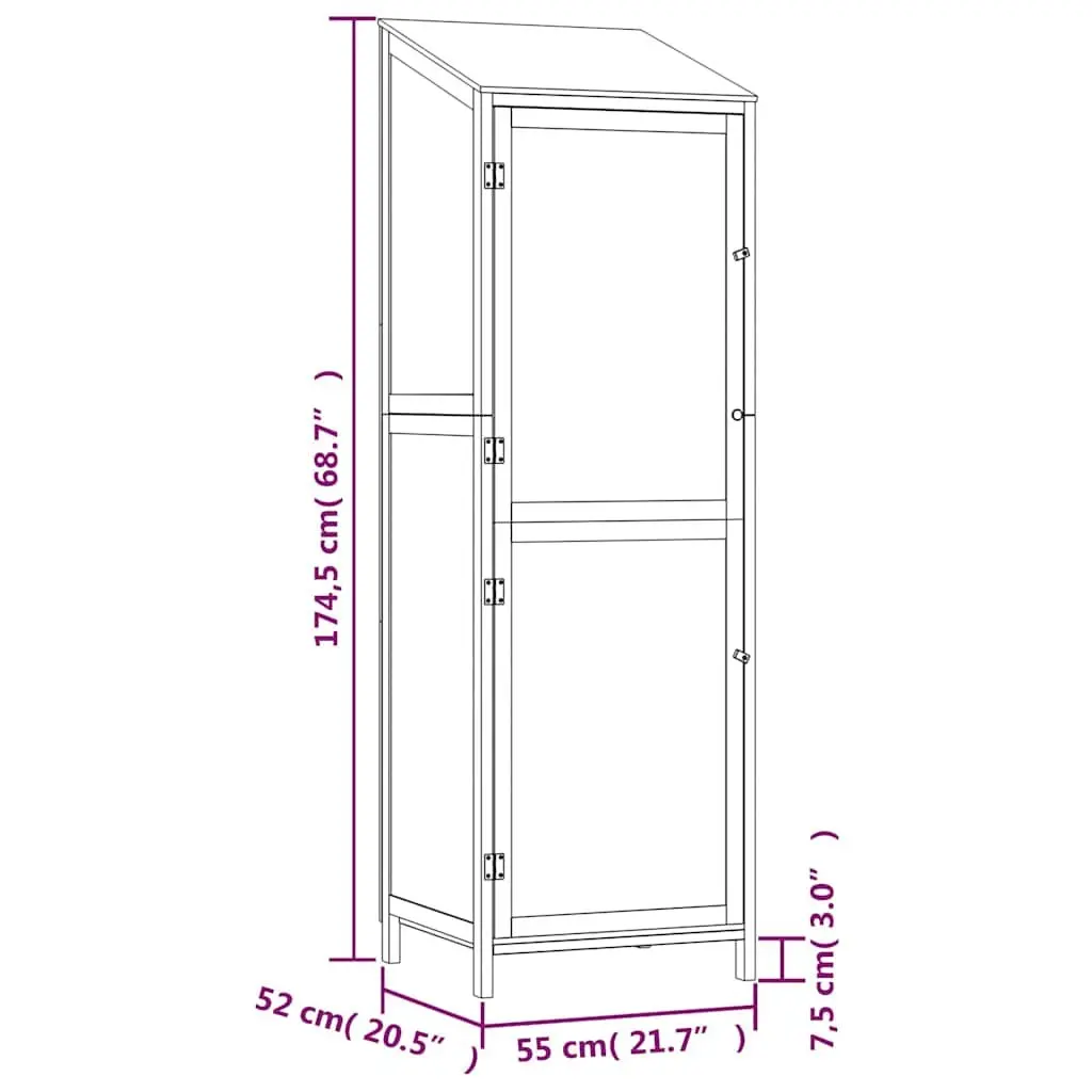 Garden Shed Solid Wood Fir 55x52x174.5cm Brown Outdoor Storage Tool Shed