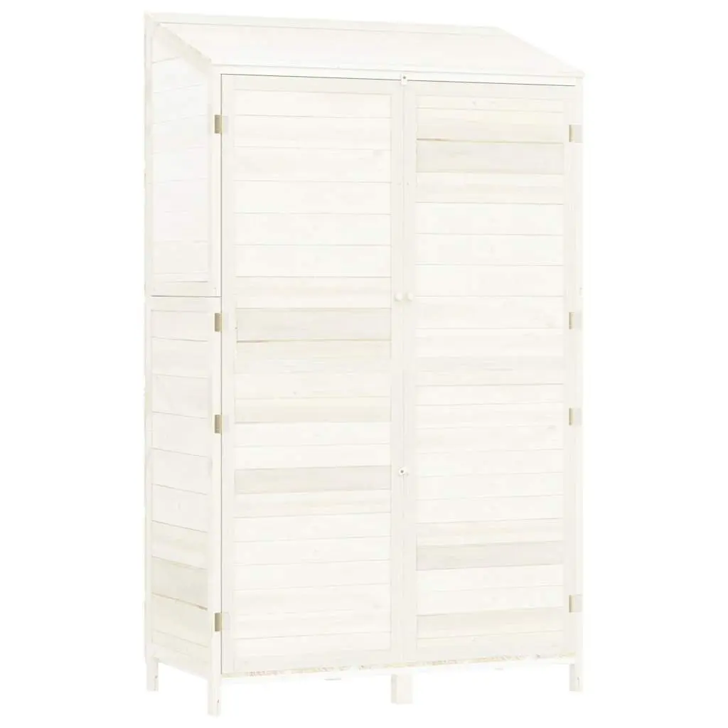 Garden Shed Solid Wood Fir 102x52x174.5 cm White Outdoor Storage Structure
