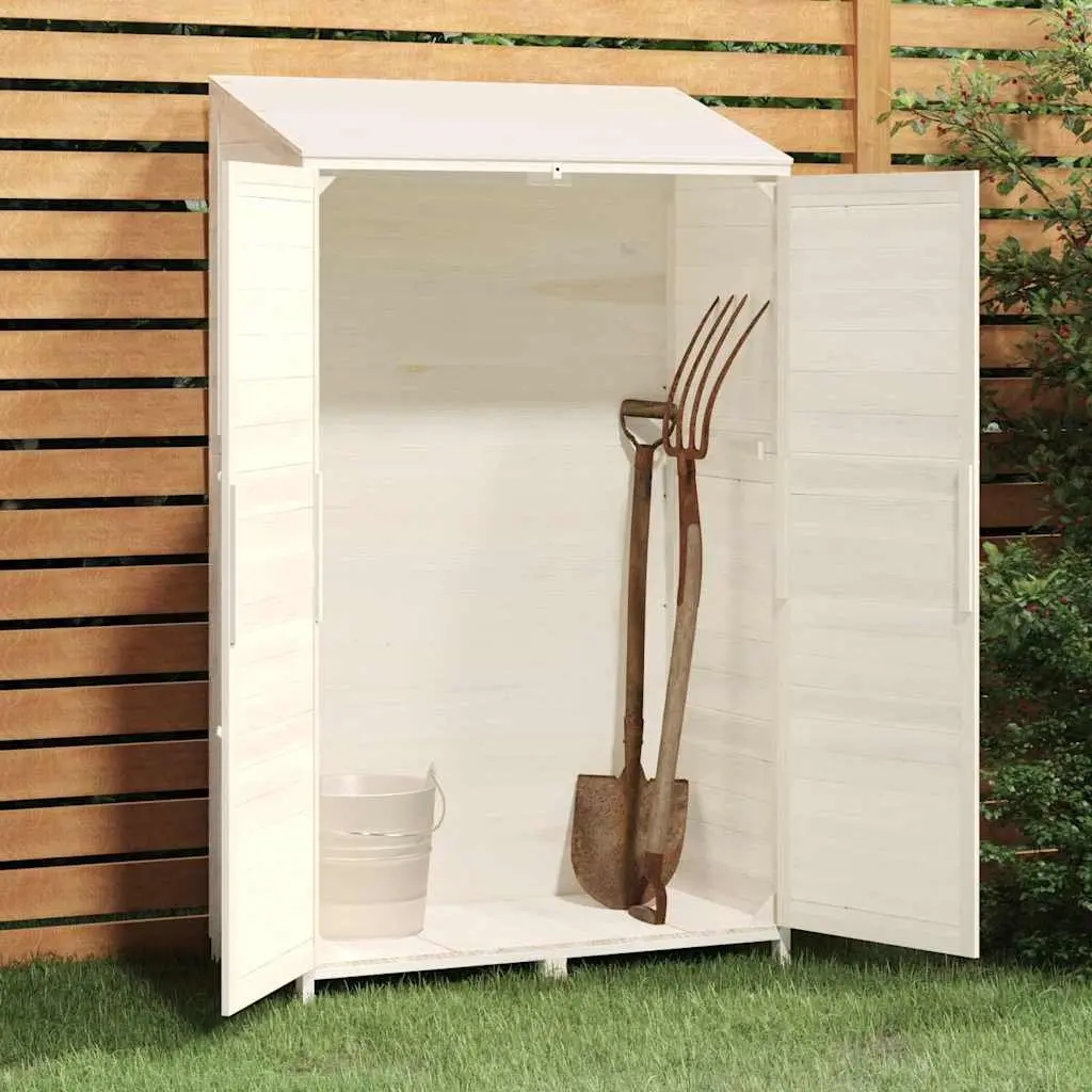 Garden Shed Solid Wood Fir 102x52x174.5 cm White Outdoor Storage Structure
