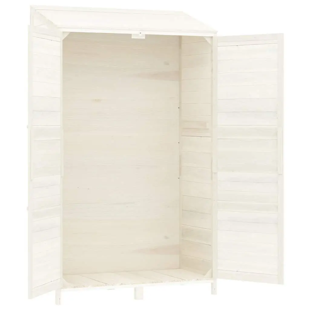 Garden Shed Solid Wood Fir 102x52x174.5 cm White Outdoor Storage Structure