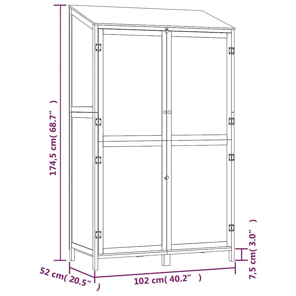 Garden Shed Outdoor Storage Fir Wood Anthracite Tool House 102x52x174.5cm