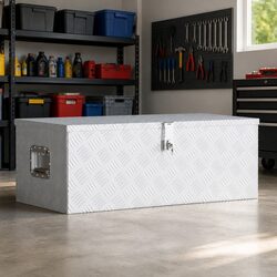 Storage Box Silver 90x47x33.5 cm Aluminium Tool Organizer Locking Case