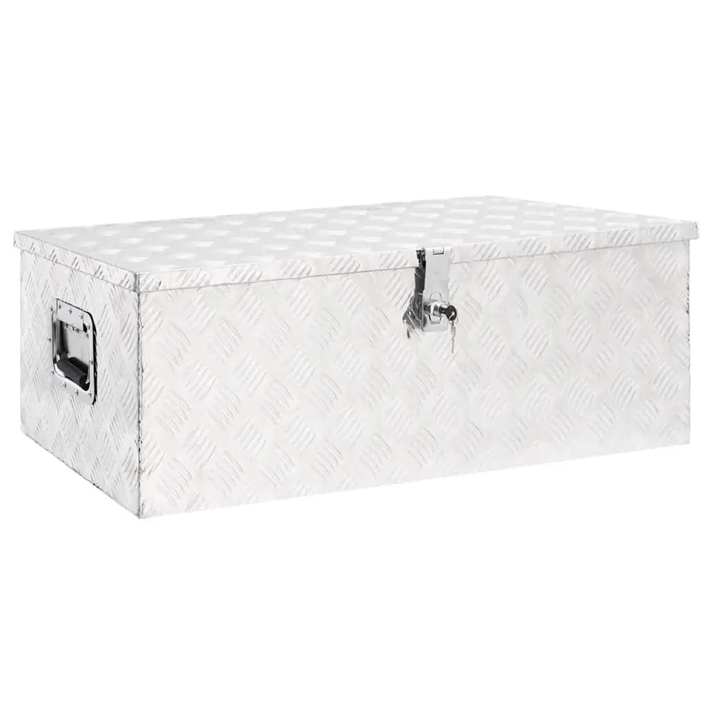 Storage Box Aluminium 90x47x33.5 cm Silver Tool Organizer Locking Case