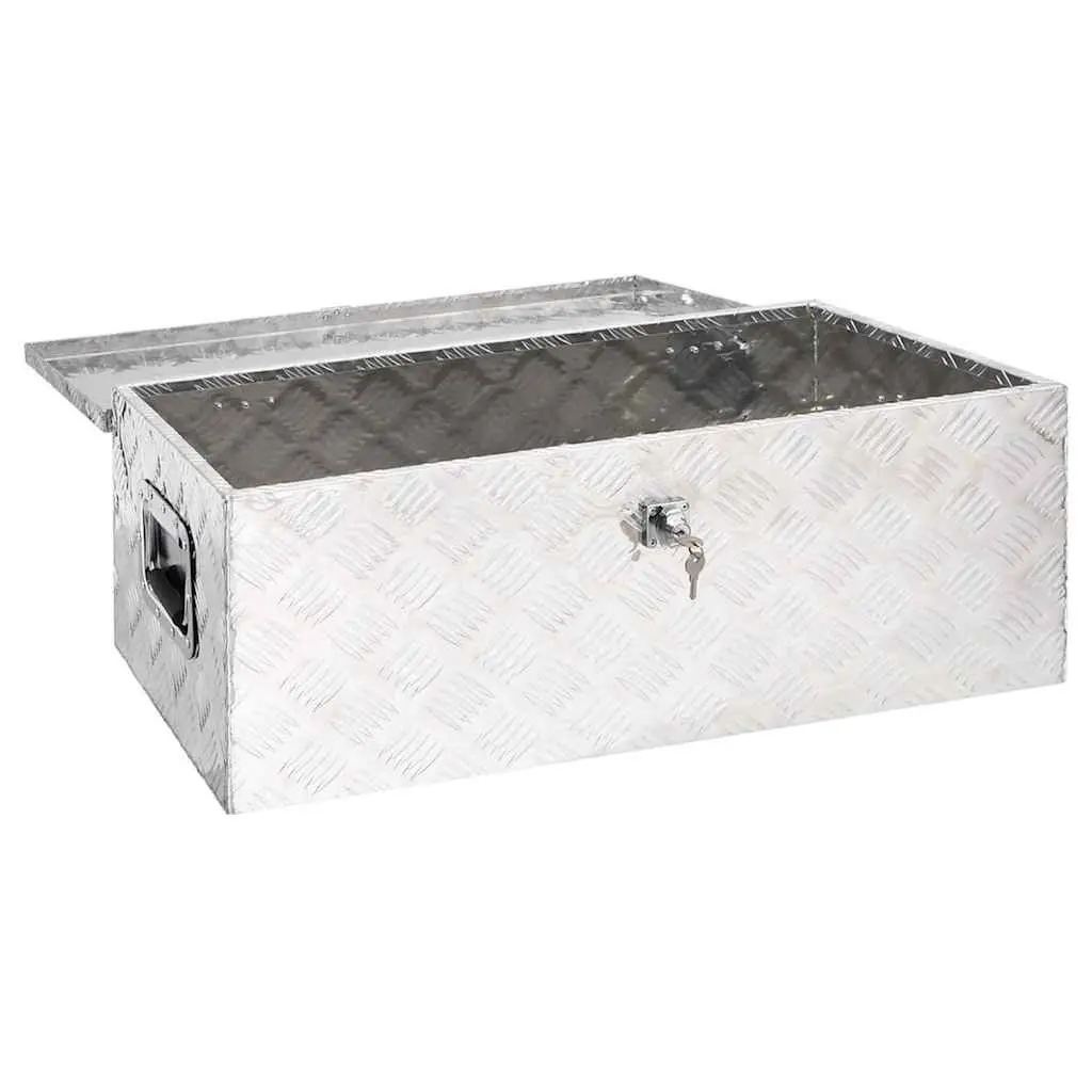 Storage Box Aluminium 90x47x33.5 cm Silver Tool Organizer Locking Case