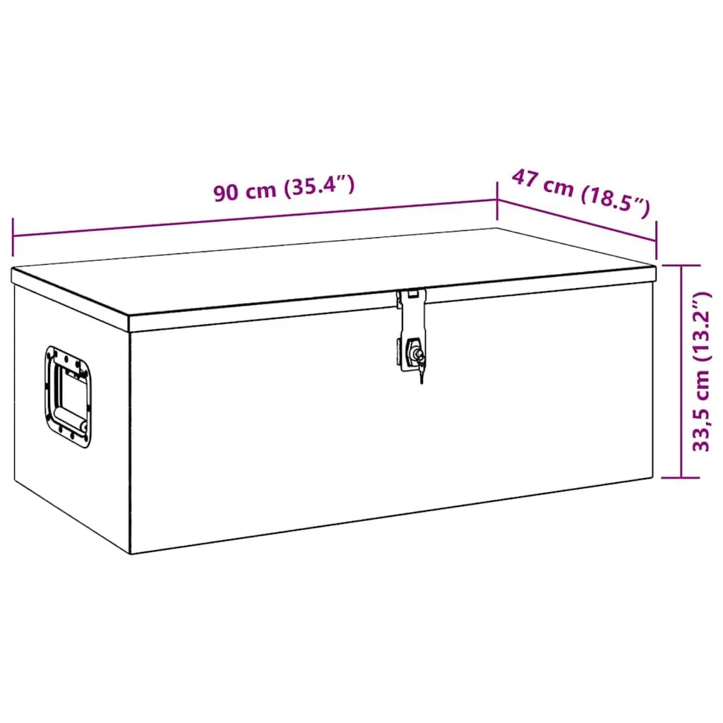 Storage Box Aluminium Tool Box 90 x 47 x 33.5 cm Black