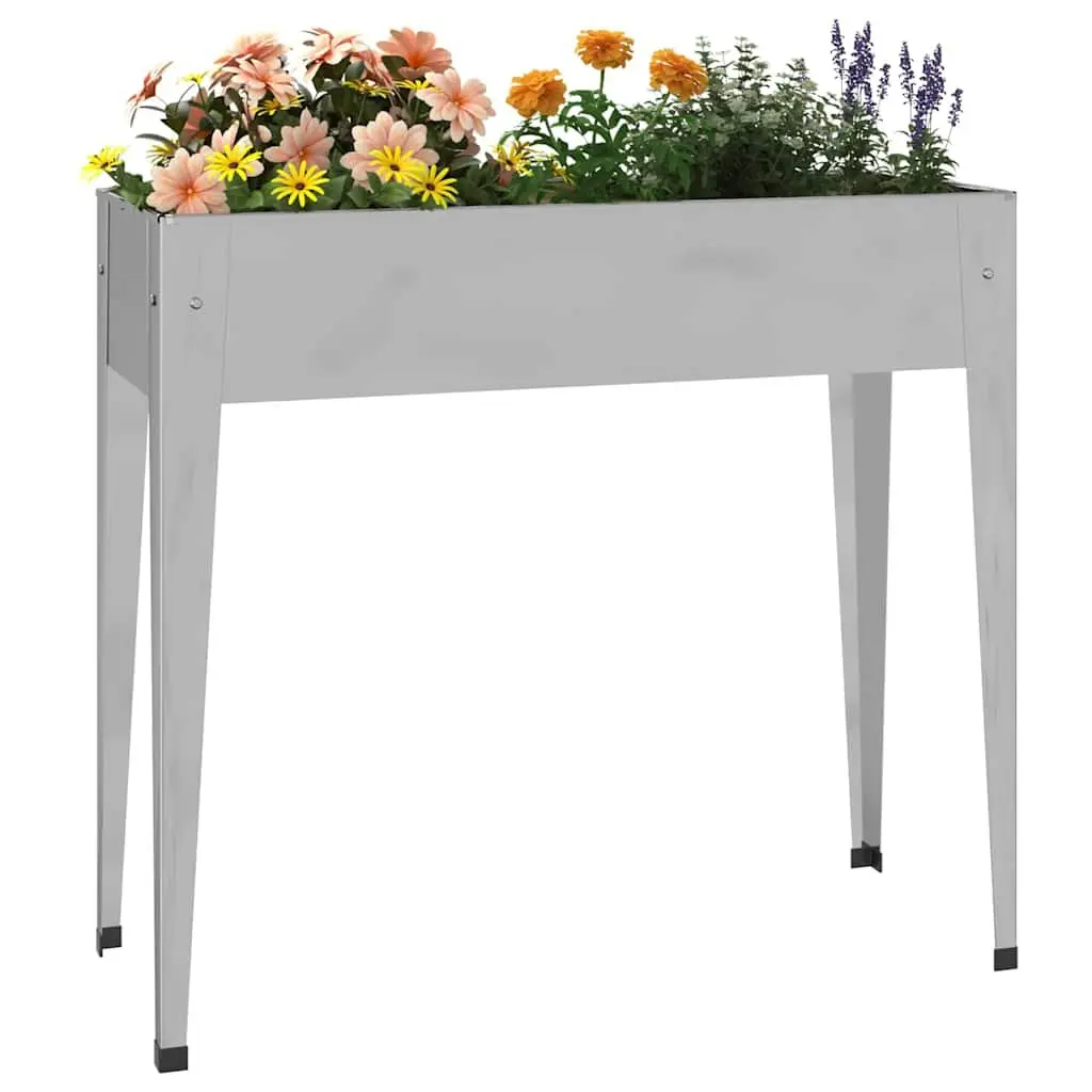 Garden Planter Galvanised Steel 100.5x40.5x90cm Silver High Feet Outdoor