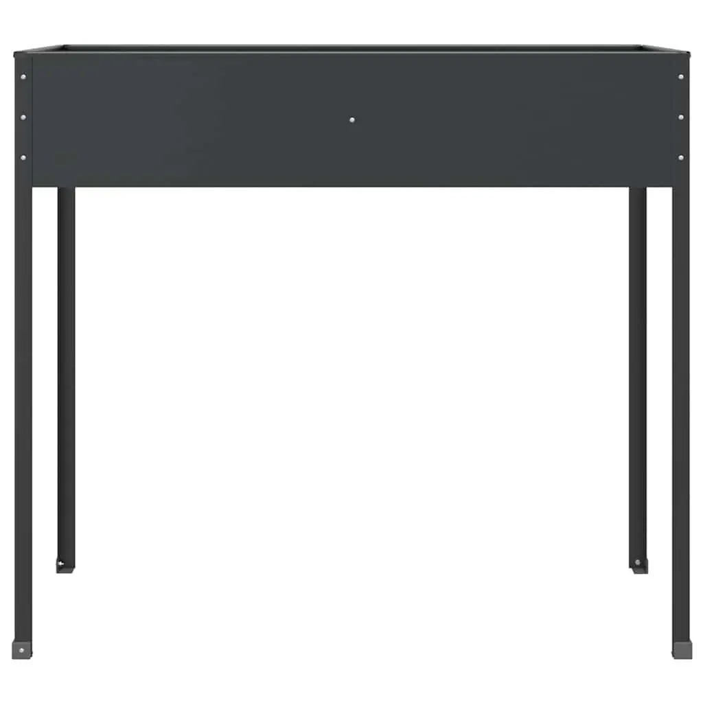Garden Planter Galvanised Steel 100.5 x 40.5 x 90 cm Anthracite High Feet Outdoor Pots Flowers Vegetables
