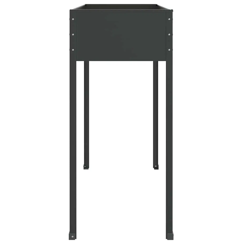 Garden Planter Galvanised Steel 100.5 x 40.5 x 90 cm Anthracite High Feet Outdoor Pots Flowers Vegetables