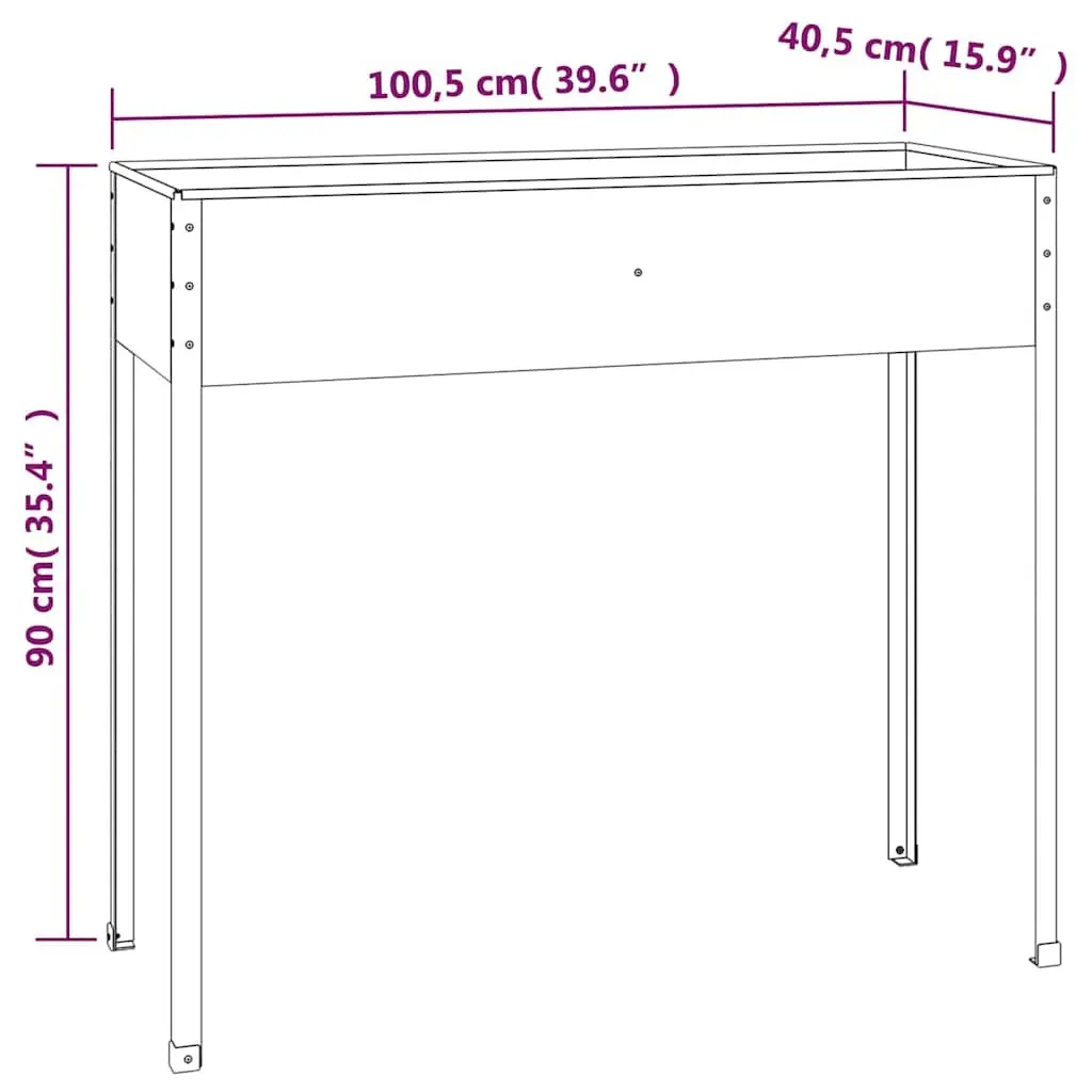 Garden Planter Galvanised Steel 100.5 x 40.5 x 90 cm Anthracite High Feet Outdoor Pots Flowers Vegetables