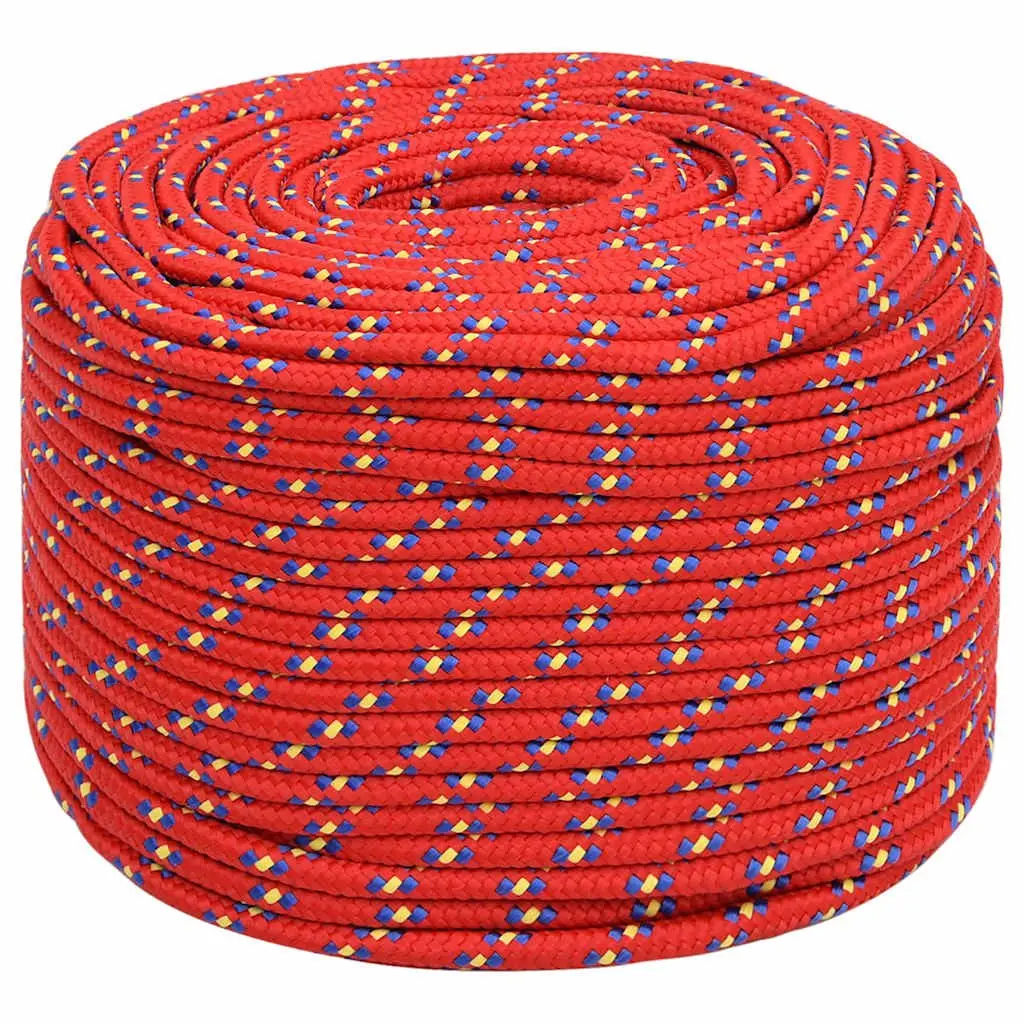 Red Polypropylene Boat Rope 6mm 25m Durable Braided Marine Dock Line for Sailing Rigging Yachting