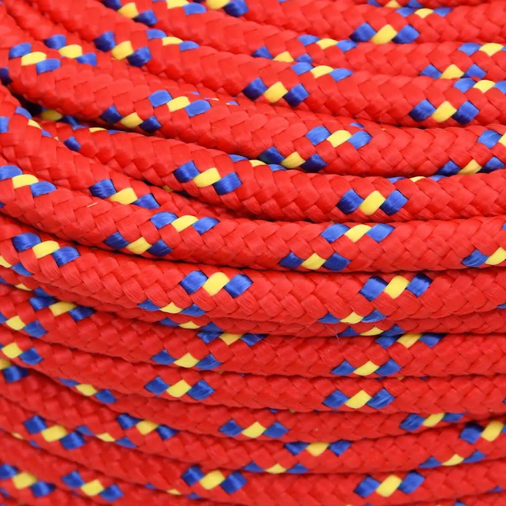 Boat Rope Braided Polypropylene 8mm Red 50m Marine Dock Line