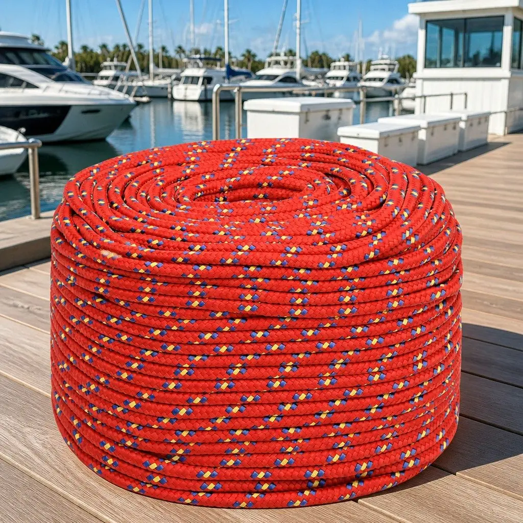 Braided Rope Polypropylene 10mm 100m Red