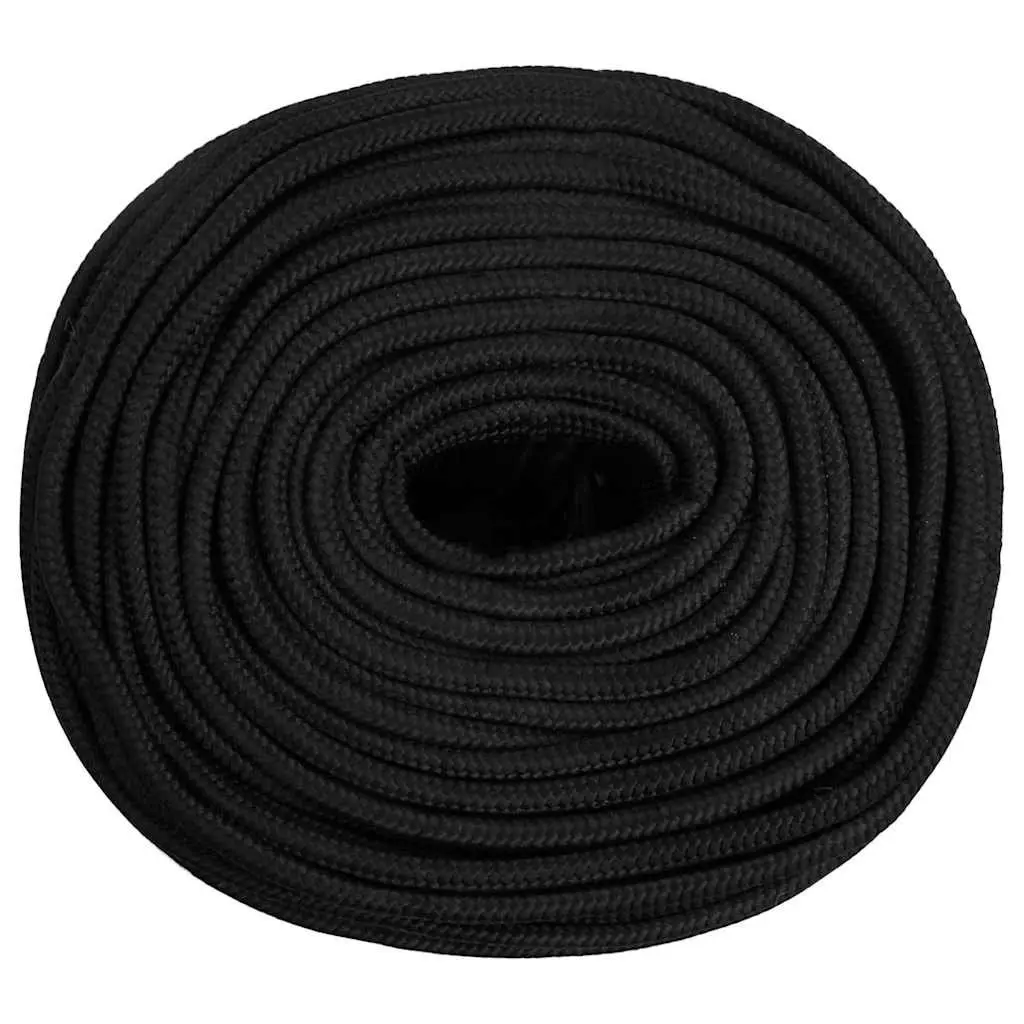 Boat Rope Polypropylene 8mm 25m Black Braided Marine Dock Line