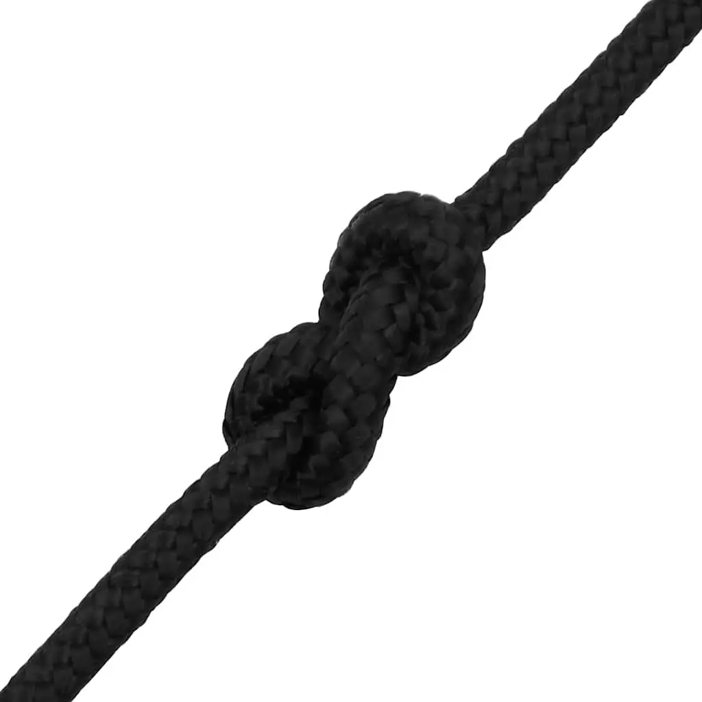 Boat Rope Polypropylene 8mm 25m Black Braided Marine Dock Line